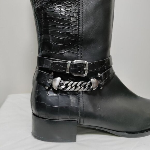 Napoleoni Leather Pull On Knee Length Equestrian Riding Boots Black Women's 8.5 - Picture 7 of 15